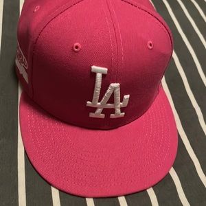 Dodgers New Era official pink baseball cap with side patch